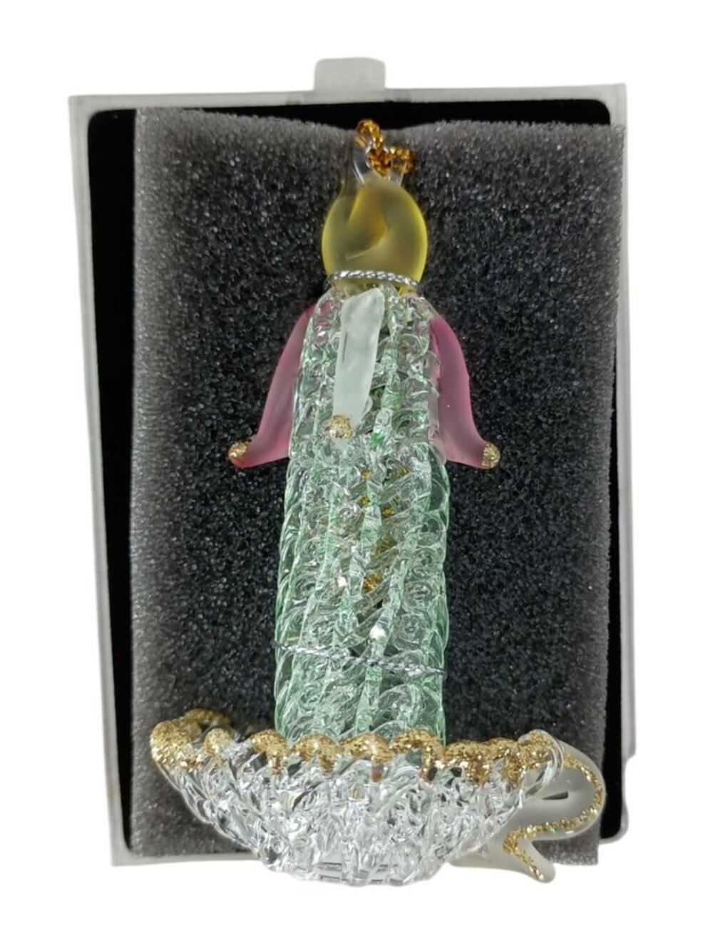Sterling Christmas Glass Ornament 3.5" Hand Spun Glass Candle
